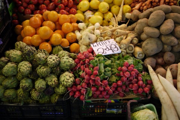 Fresh produce at La Boqueria Mercat in Barcelona 