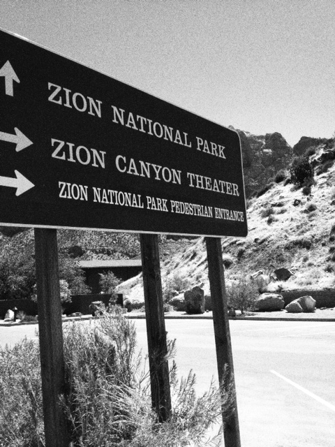 Walking in to Zion National Park in Utah