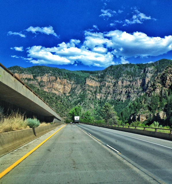 Driving on I-70 through the Colorado Rockies