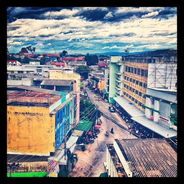 The view from the roof of the old city and Chiang Mai Gate
