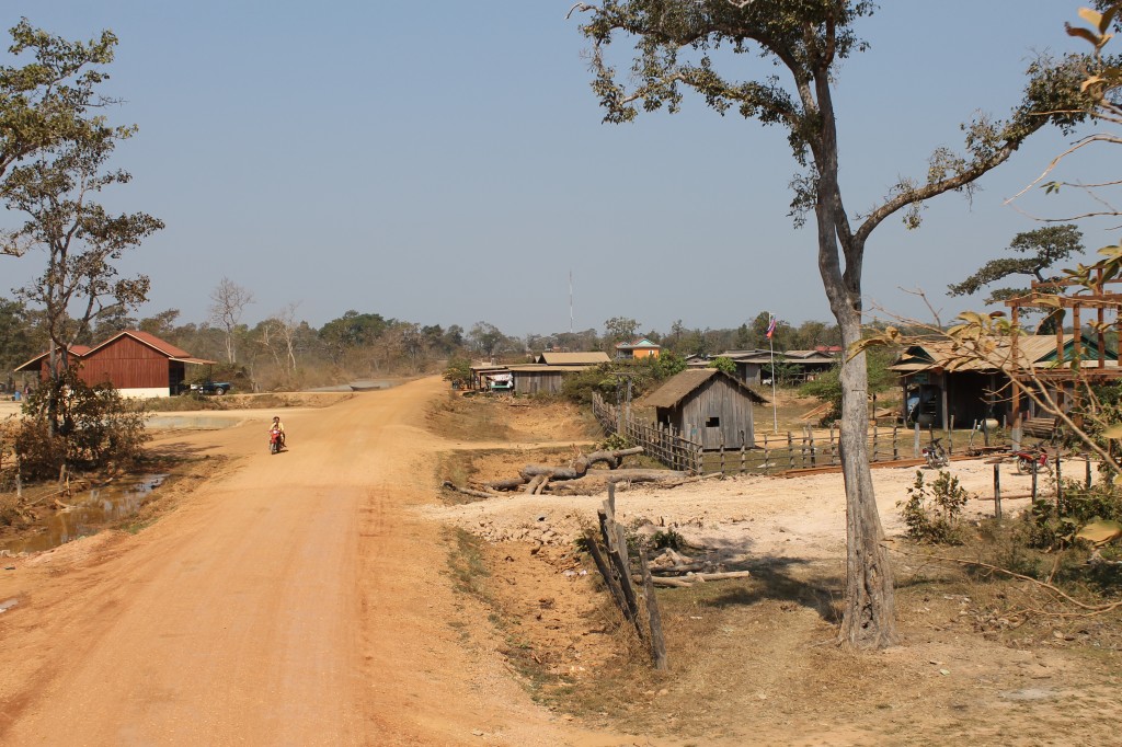The highway out of town in Cambodia