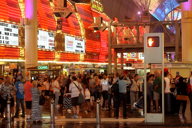 The crowds at the Fremont Street Experience in Las Vegas