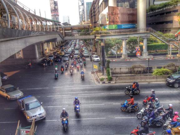 A crowded street in Bangkok