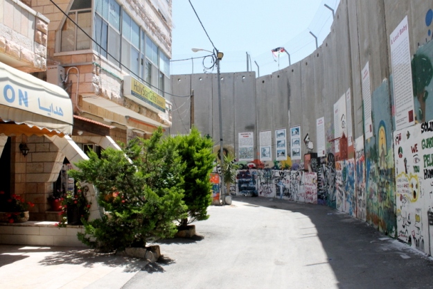 The wall in Bethlehem across from a shop