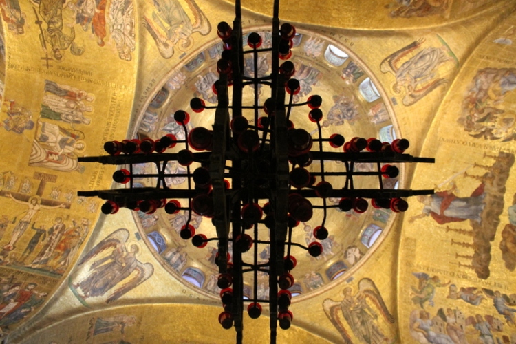 The ceiling inside St. Mark's Basilica in Venice