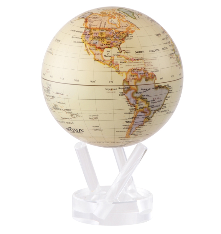 The Gift Guide for Travelers featuring only sustainable gifts and gifts which give back to local communities. Pictured: The MOVA Globe, which is made of recyclable material and uses solar energy to rotate. For more, visit www.dtravelsround.com